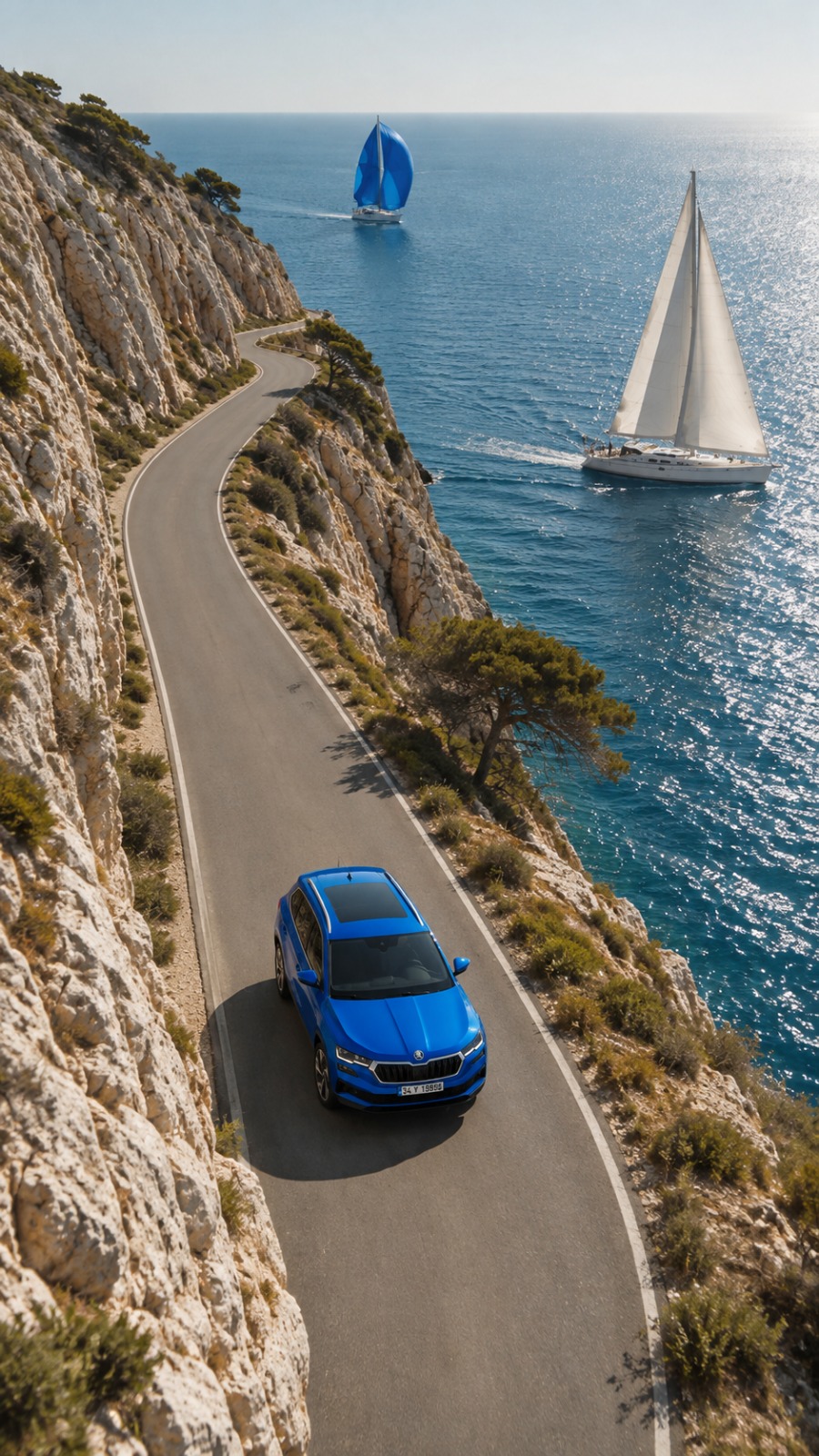 Škoda Karoq in blue with sail cloth